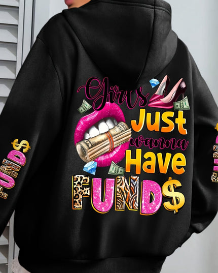 Plus Size - Plus Size - Women'S Plus Size "Money Moves" Graphic Hoodie - Cozy Long-Sleeve Sweatshirt with Pockets, Casual Fall/Winter Design, Black with Pink & White Lettering, Comfortable Pullover for Casual Attire, Casual W