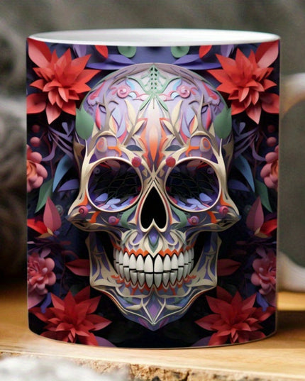 Spooky Skull Mug Spooky 3D Skull 1pc 11oz Ceramic Coffee Mug - Perfect Halloween Gift, Creative Water Cup for Food Service & Home Use