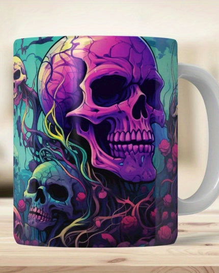 Spooky Skull Mug Spooky 3D Skull 1pc 11oz Ceramic Coffee Mug - Perfect Halloween Gift, Creative Water Cup for Food Service & Home Use