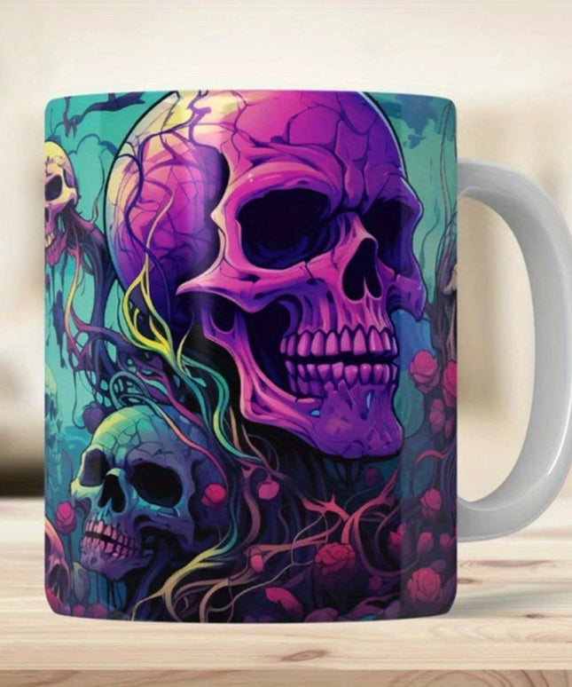 Spooky Skull Mug Spooky 3D Skull 1pc 11oz Ceramic Coffee Mug - Perfect Halloween Gift, Creative Water Cup for Food Service & Home Use