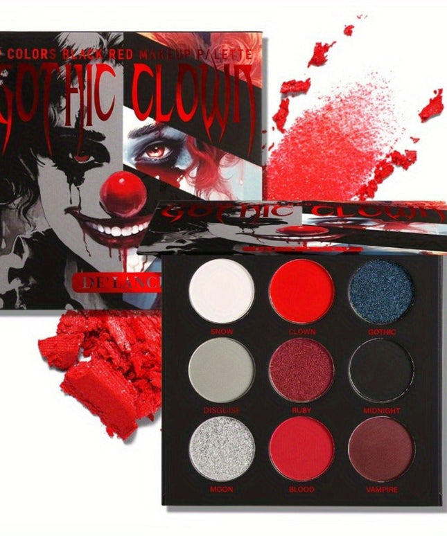Gothic Black & Red 9-Color Eyeshadow Palette - Highly Pigmented Matte & Shimmer Shades, Long-Lasting & Blendable for Dark, Smoky, and Vampy Looks, Vegan & Ethically Made, Perfect for Gothic Clown Makeup, Dramatic Makeup | Bol
