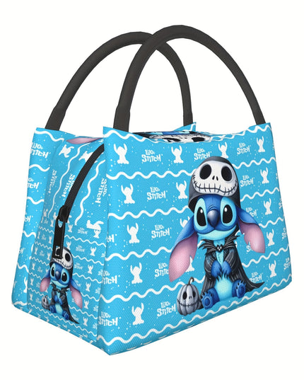 Disney Stitch Reusable Insulated Lunch Bag - Leak-Proof, Hand Washable, 11x6.3x6.7 Inch Rectangle Cooler Bag with Cute Cartoon Design for Work, Picnic, Beach & Camping - Durable Polyester, Leakproof Insulation