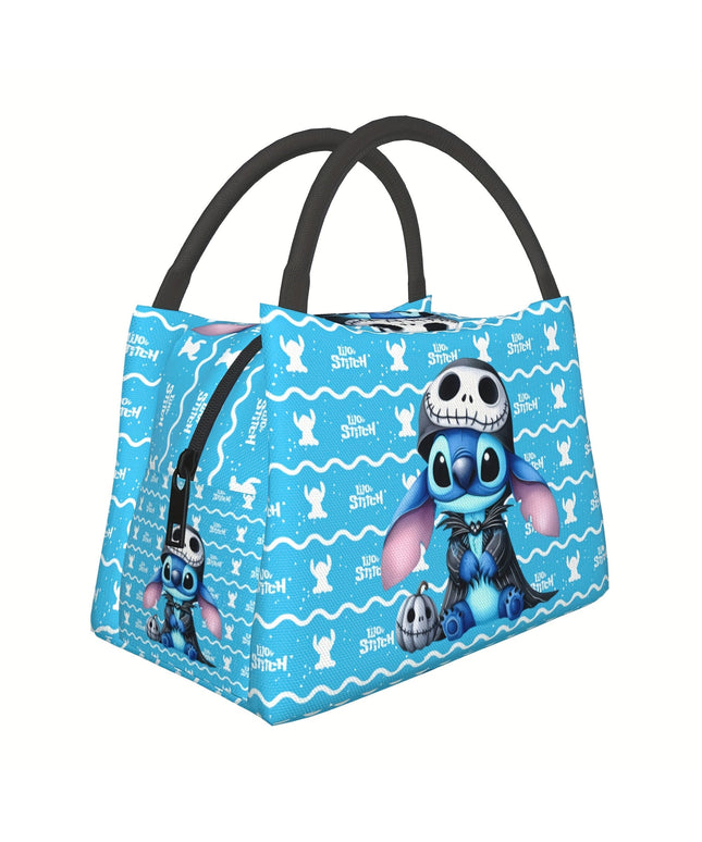 Disney Stitch Reusable Insulated Lunch Bag - Leak-Proof, Hand Washable, 11x6.3x6.7 Inch Rectangle Cooler Bag with Cute Cartoon Design for Work, Picnic, Beach & Camping - Durable Polyester, Leakproof Insulation