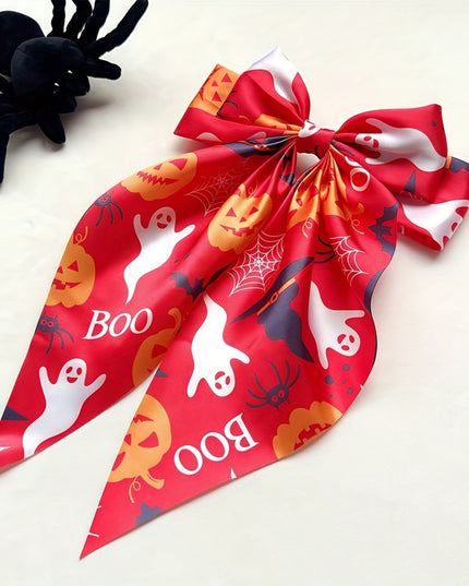 6pcs Halloween Women's Gothic Bow Hair Clips Set, Hip-Hop Style Pumpkin Bat Spider Owl Cartoon Print, Perfect for Costume Hairstyles and Cosplay Accessories