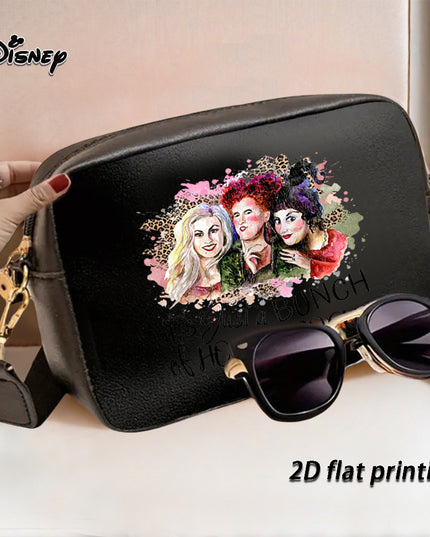 1pc Hocus Pocus Sanderson Sisters Halloween Shoulder Bag - Soft Textured Design, Adjustable Strap & Serene Interior - Lightweight College Fashion Bag for Everyday Use, Travel, Work (Black, Pink, White), Travel Accessory, Flat