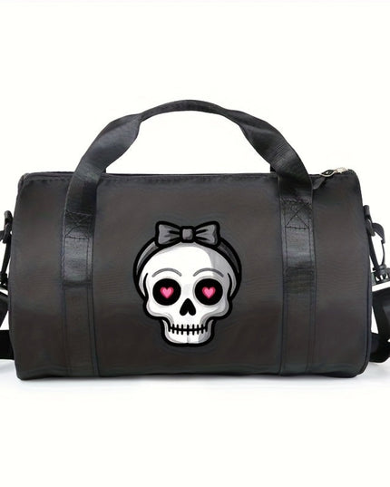1pc Fashion Thorns Skull Pattern Casual Large Capacity Crossbody Bag, Avant-Garde Style Handbag with Adjustable Shoulder Straps, Foldable, Zipper and Polyester Lining, Suitable for Women's Single Shoulder Street Dance Bag, Da