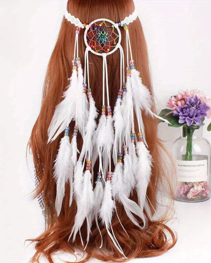 Simulated Feathers Long Tassel Headgear Bohemian, Hippie Headband Halloween Costume Mask Ball Dress Up Holiday Weddings Birthday Party Accessories, Carnival/ Marias/ Mask Dance