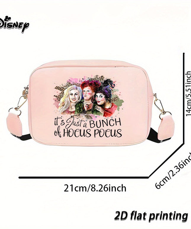 1pc Hocus Pocus Sanderson Sisters Halloween Shoulder Bag - Soft Textured Design, Adjustable Strap & Serene Interior - Lightweight College Fashion Bag for Everyday Use, Travel, Work (Black, Pink, White), Travel Accessory, Flat