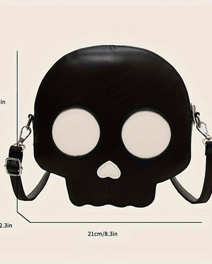 Gothic Skull Crossbody Bag - Trendy Mini Shoulder Purse with Zipper, Soft Faux Leather, Perfect for Halloween & Everyday Fashion