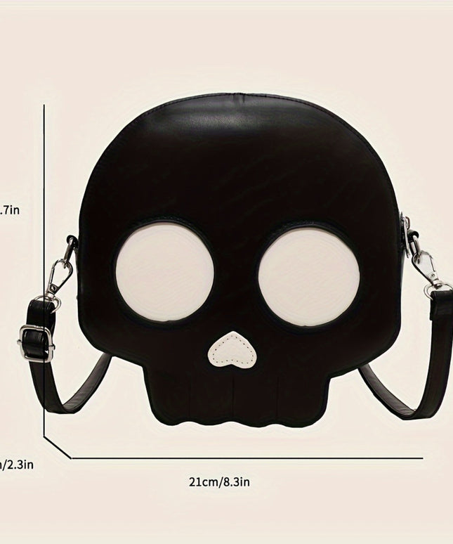 Gothic Skull Crossbody Bag - Trendy Mini Shoulder Purse with Zipper, Soft Faux Leather, Perfect for Halloween & Everyday Fashion