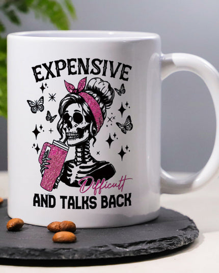 1pc, 3A Grade,EXPENSIVE AND TALKS BACK,Skeleton Ghostface,11oz multifunctional coffee mug, all season universal, suitable for giving to friends, wives, husbands, sons and daughters, grandparents, brothers and sisters as holid