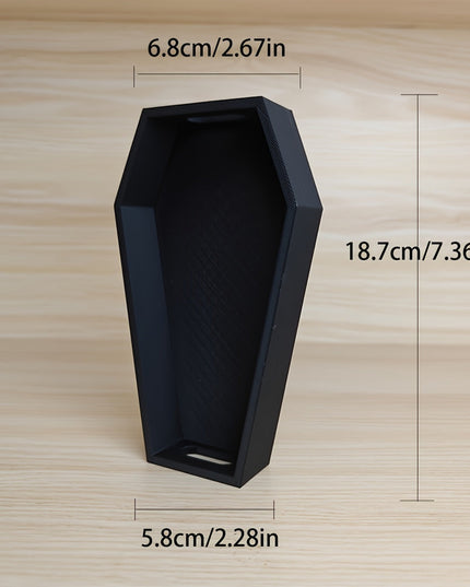 Gothic Coffin-Shaped Makeup Organizer Tray, 1-Pack Plastic Countertop Cosmetic Holder, Lightweight Design for Home Room Living Office Decor, Ghostly Style Ideal for Mother's Day and Graduation Season Decor