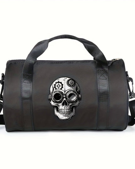 1pc Fashion Thorns Skull Pattern Casual Large Capacity Crossbody Bag, Avant-Garde Style Handbag with Adjustable Shoulder Straps, Foldable, Zipper and Polyester Lining, Suitable for Women's Single Shoulder Street Dance Bag, Da