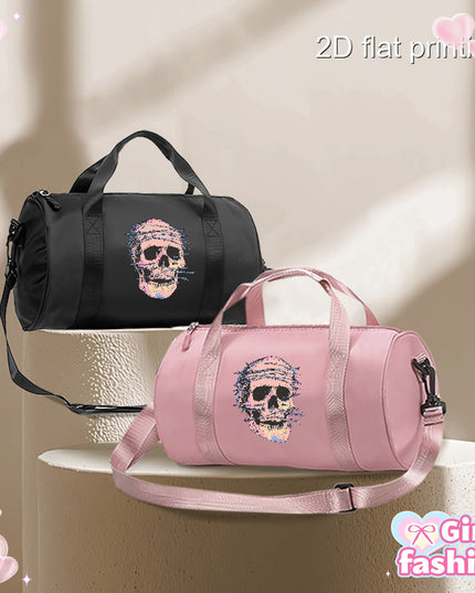 1pc Fashion Thorns Skull Pattern Casual Large Capacity Crossbody Bag, Avant-Garde Style Handbag with Adjustable Shoulder Straps, Foldable, Zipper and Polyester Lining, Suitable for Women's Single Shoulder Street Dance Bag, Da