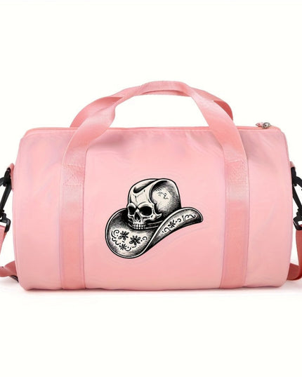 1pc Fashion Thorns Skull Pattern Casual Large Capacity Crossbody Bag, Avant-Garde Style Handbag with Adjustable Shoulder Straps, Foldable, Zipper and Polyester Lining, Suitable for Women's Single Shoulder Street Dance Bag, Da