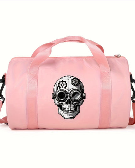 1pc Fashion Thorns Skull Pattern Casual Large Capacity Crossbody Bag, Avant-Garde Style Handbag with Adjustable Shoulder Straps, Foldable, Zipper and Polyester Lining, Suitable for Women's Single Shoulder Street Dance Bag, Da