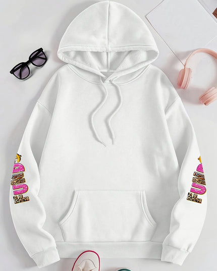 Plus Size - Plus Size - Women'S Plus Size "Money Moves" Graphic Hoodie - Cozy Long-Sleeve Sweatshirt with Pockets, Casual Fall/Winter Design, Black with Pink & White Lettering, Comfortable Pullover for Casual Attire, Casual W