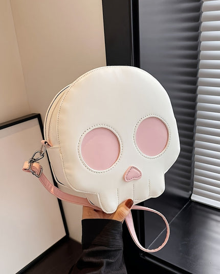 Gothic Skull Crossbody Bag - Trendy Mini Shoulder Purse with Zipper, Soft Faux Leather, Perfect for Halloween & Everyday Fashion