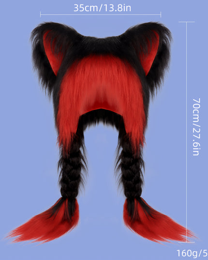 Cute Anime Y2K Cartoon Character Ear Warmer, Polyester 100%, Fuzzy Long Hair, Non-textile Materials, Fashion Braids Design, for Halloween Costume Accessories, Carnival, Easter Dress Up