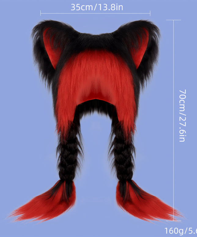 Cute Anime Y2K Cartoon Character Ear Warmer, Polyester 100%, Fuzzy Long Hair, Non-textile Materials, Fashion Braids Design, for Halloween Costume Accessories, Carnival, Easter Dress Up