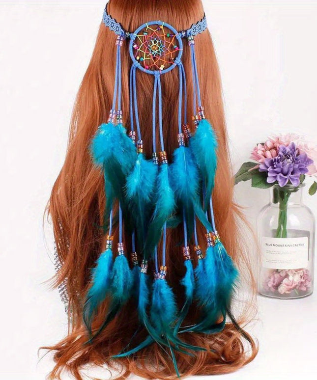 Simulated Feathers Long Tassel Headgear Bohemian, Hippie Headband Halloween Costume Mask Ball Dress Up Holiday Weddings Birthday Party Accessories, Carnival/ Marias/ Mask Dance