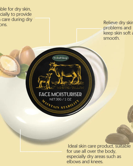 WoodSleep Beef Tallow Moisturizing Face Cream Hydrating Reduce Redness Improve Skin Radiance Refreshing Face Smoothing Cream