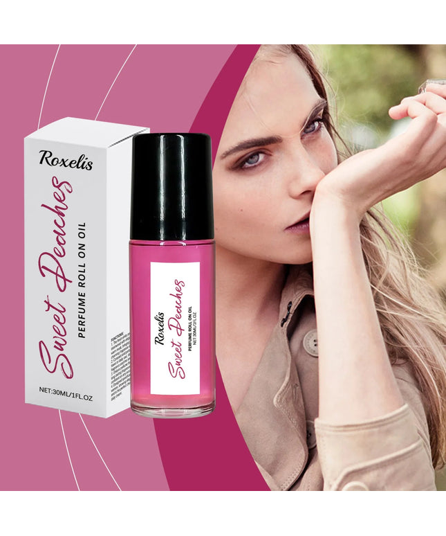 Roxelis 30ml Pheromone Perfume Roller Ball Long Lasting Peach Fragrance Oil Armpit Odor Remover Dating Scent Charming Perfume