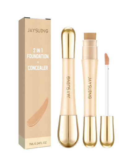 Jaysuing 7ml 2in1 Concealer Foundation Makeup Pen Dark Circle Cover Blemish Long-Lasting Concealing Face Brightening Contouring