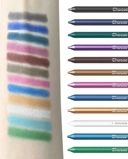 12 Colors Set Glitter & Shimmer Eyeliner Stick Pack - Long-Wearing Blue Tone Eyeliner Pencil with Smooth Application - Versatile