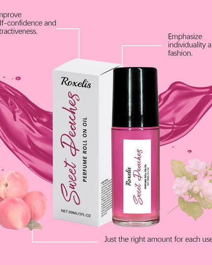 Roxelis 30ml Pheromone Perfume Roller Ball Long Lasting Peach Fragrance Oil Armpit Odor Remover Dating Scent Charming Perfume
