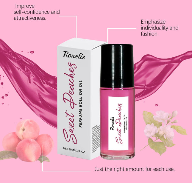 Roxelis 30ml Pheromone Perfume Roller Ball Long Lasting Peach Fragrance Oil Armpit Odor Remover Dating Scent Charming Perfume