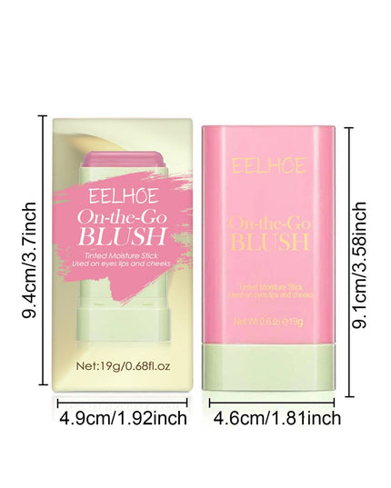 EELHOE Blush Stick Tinted Moisturize Waterproof Makeup Rouge Cream Tube Brightening Tone Easy Color Eye Cheek Lips Blusher Stick