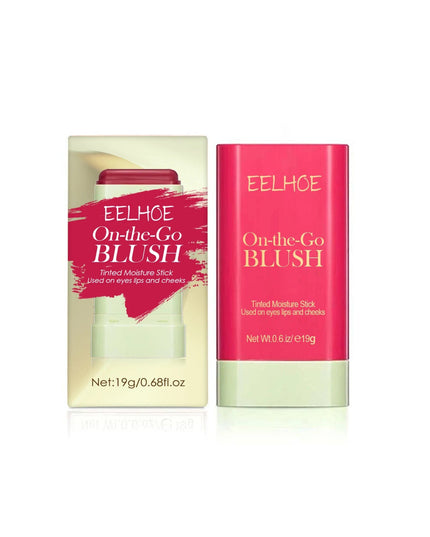 EELHOE Blush Stick Tinted Moisturize Waterproof Makeup Rouge Cream Tube Brightening Tone Easy Color Eye Cheek Lips Blusher Stick