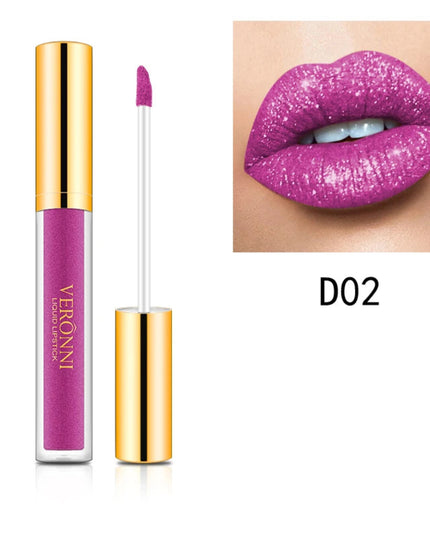 10 Colors Sexy Glitter Diamond Lip Gloss Shimmer Long Lasting Lip Makeup Waterproof Metallic Pearl Color Velvet Makeup for Women