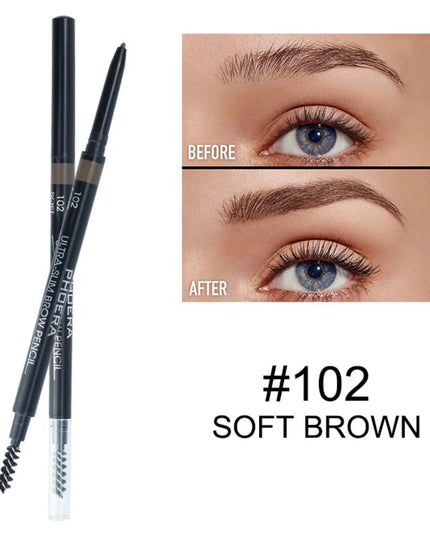 PHOERA 5-Colors Double-headed Eyebrow Pencil Automatic Rotation Ultra-fine Eyebrow Pencil Waterproof Makeup Free Eye Cosmetics