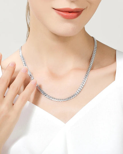 DOTEFFIL 925 Sterling Silver 6mm Side Chain 16/18/20/22/24 Inch Necklace For Woman Men Fashion Wedding Engagement Jewelry Gift