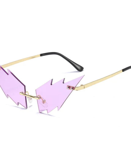 Luxury Fashion Lightning Flame Sunglasses Women Rimless Wave Sun Glasses Metal Shades Vintage Steampunk Sunglasses Women UV400