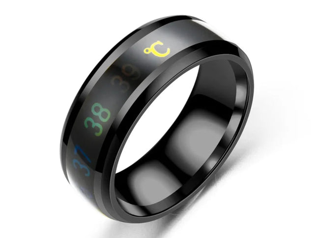 Titanium Steel Temperature Couple Ring Mood Emotion Feeling Intelligent Sensitive Rings For Women Men Waterproof Jewelry Gift