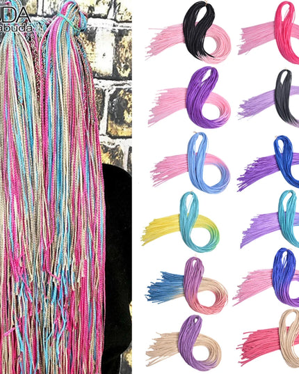 Budabuda Synthetic Zizi Braiding Thin Box Braids Crochet Hair Extensions Ombre Colorful Box Zizi Crochet Braiding Hair For Women