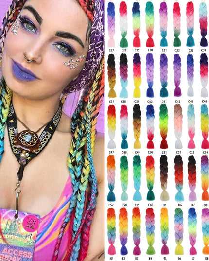 Jumbo Braid Hair Expression For Crochet Box Braids Synthetic Hair Extension Pre Stretched Yaki Ombre Colored 24inch 100g