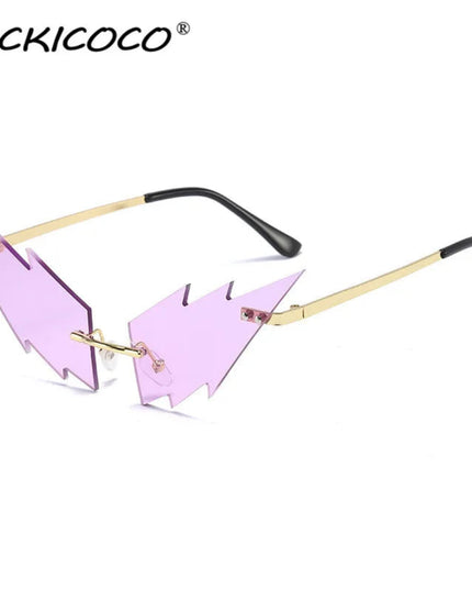 Luxury Fashion Lightning Flame Sunglasses Women Rimless Wave Sun Glasses Metal Shades Vintage Steampunk Sunglasses Women UV400