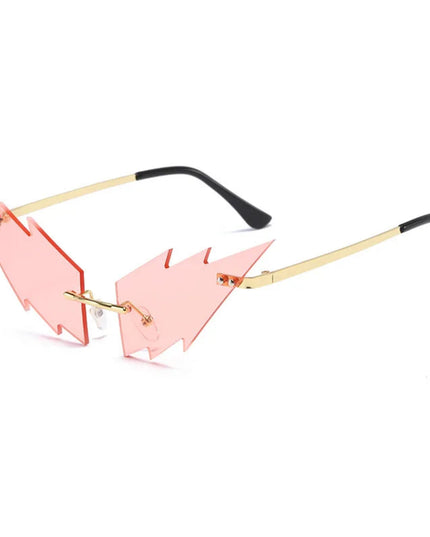Luxury Fashion Lightning Flame Sunglasses Women Rimless Wave Sun Glasses Metal Shades Vintage Steampunk Sunglasses Women UV400
