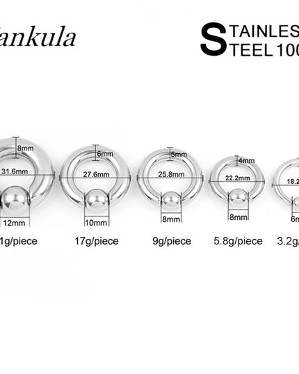 Vankula 2pcs Ear Plug Tunnels 316L Stainless Steel Piercing Captive Hoop Ear Gauges Weights for Flesh Piercing  Body Jewelry