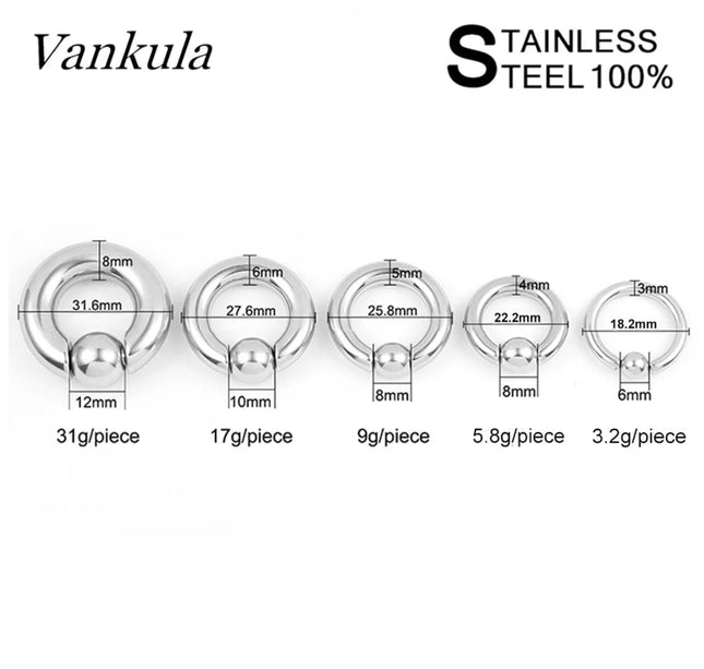 Vankula 2pcs Ear Plug Tunnels 316L Stainless Steel Piercing Captive Hoop Ear Gauges Weights for Flesh Piercing  Body Jewelry