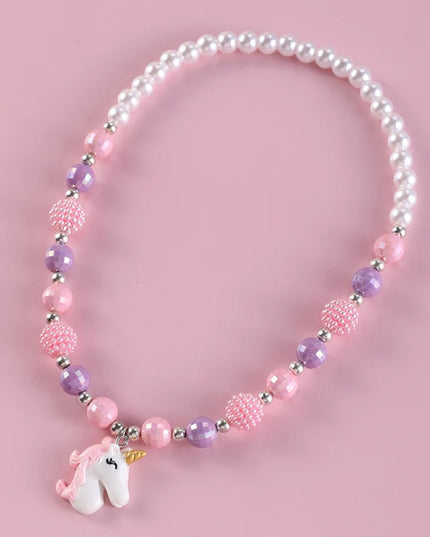 Makersland Kids Necklaces Girls Snowflake Rainbow Pendant Beaded Necklace Cute Design Fashion Children Beads DIY Jewelry Gifts