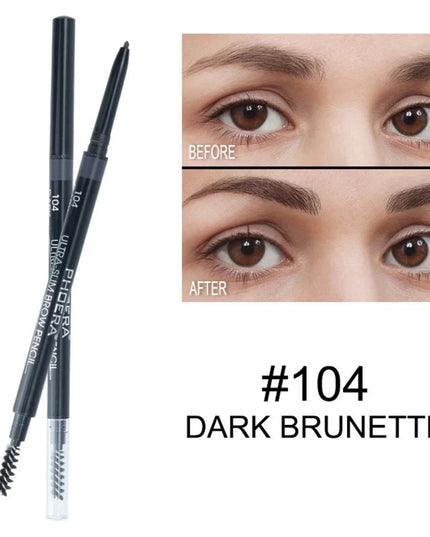 PHOERA 5-Colors Double-headed Eyebrow Pencil Automatic Rotation Ultra-fine Eyebrow Pencil Waterproof Makeup Free Eye Cosmetics