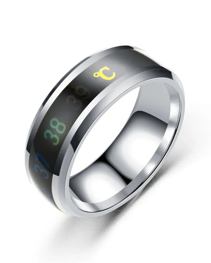 Titanium Steel Temperature Couple Ring Mood Emotion Feeling Intelligent Sensitive Rings For Women Men Waterproof Jewelry Gift