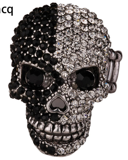 YACQ Skull Stretch Ring Women Girls Scarf Clasp Biker Bling Gothic