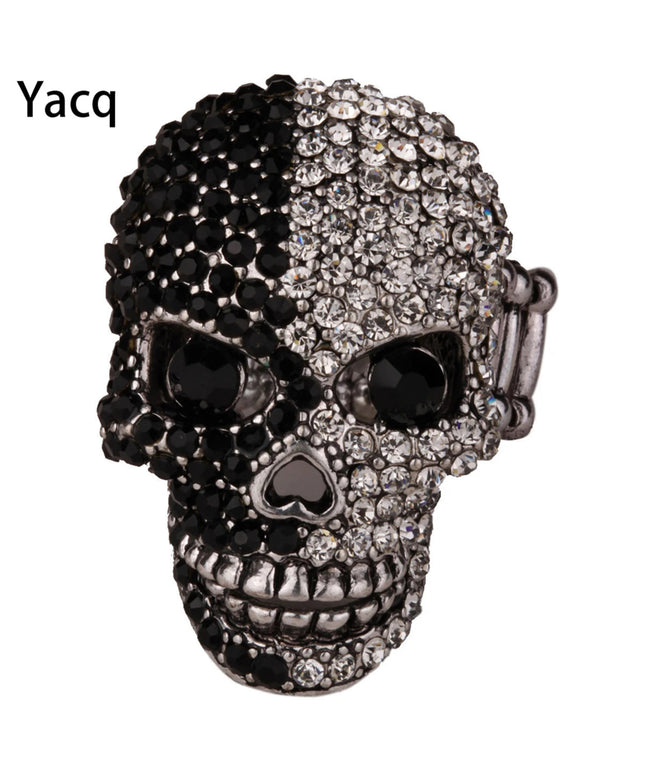 YACQ Skull Stretch Ring Women Girls Scarf Clasp Biker Bling Gothic