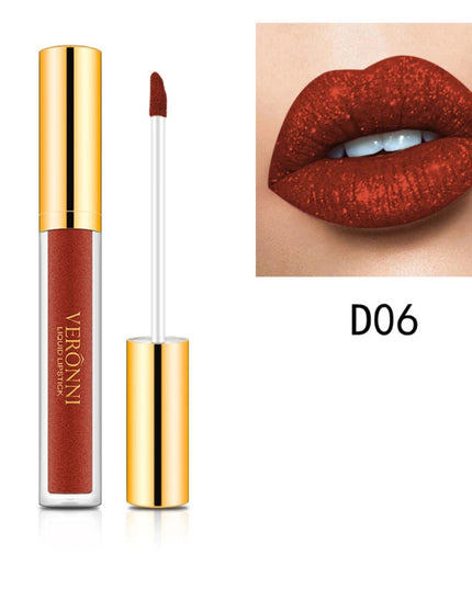10 Colors Sexy Glitter Diamond Lip Gloss Shimmer Long Lasting Lip Makeup Waterproof Metallic Pearl Color Velvet Makeup for Women